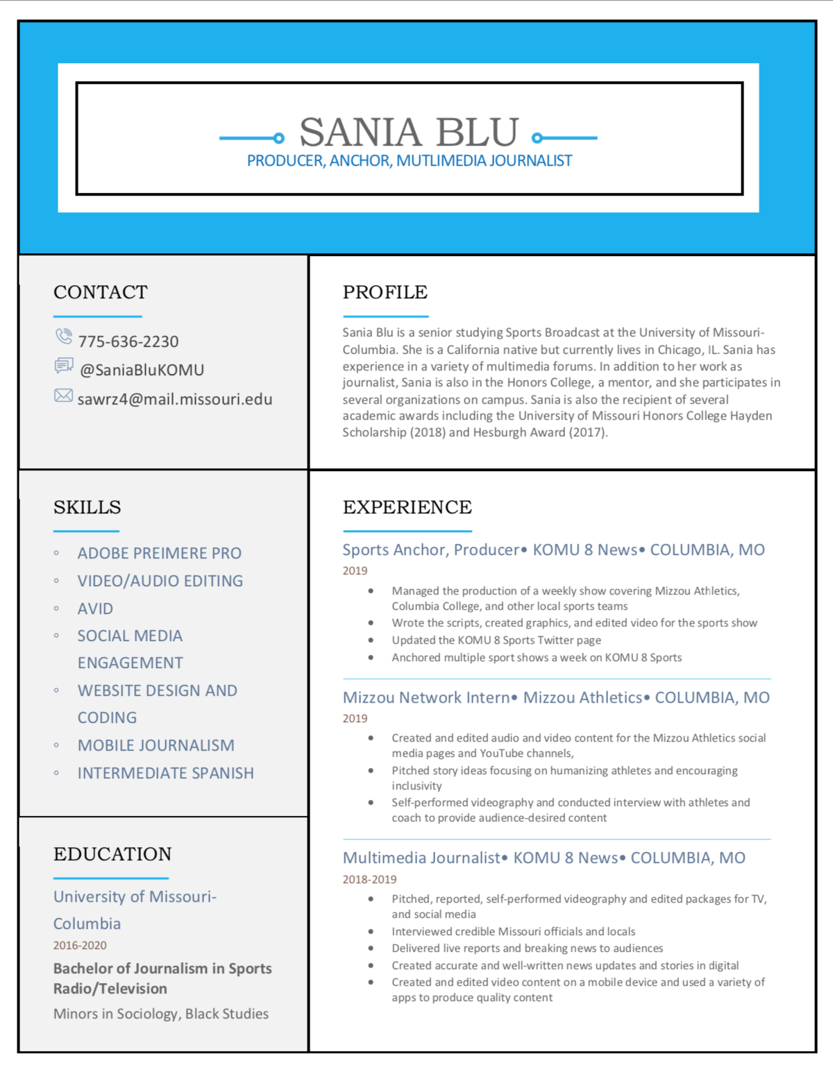 sania's resume